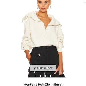 Varley Cream Ribbed Half Zip Sweater